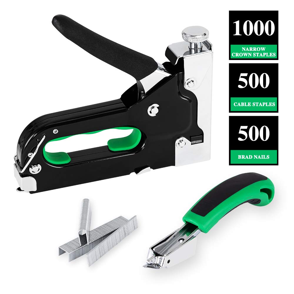 Kit de Trabajo Pesado de Pistola de Grapas con 2000 Grapas y Removedor Para TapiceríA, Material de FijacióN, DecoracióN, CarpinteríA, Muebles