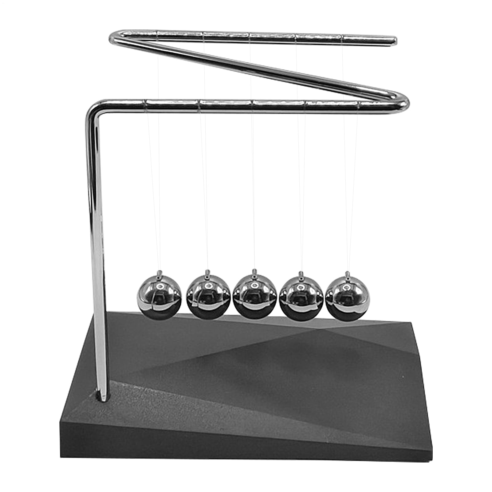 Cuna De Newton Con Bolas De Péndulo – Demostración Física, Decoración De Escritorio Y Juguete Anti-Estrés – Base De Madera Maciza