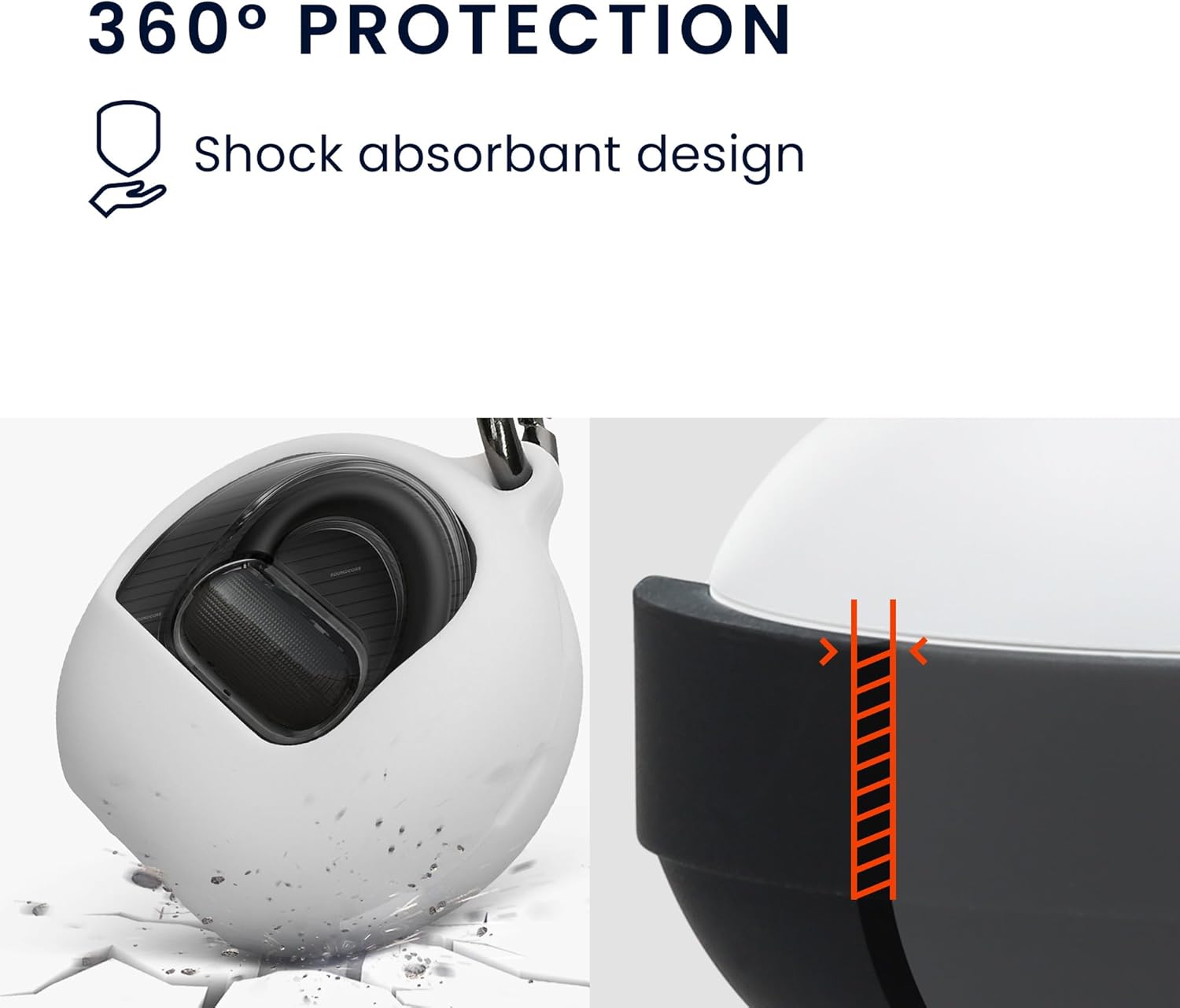 kwmobile Case Compatible with Anker Soundcore V40i Case - Silicone Cover Holder for Earbuds - White - Image 6