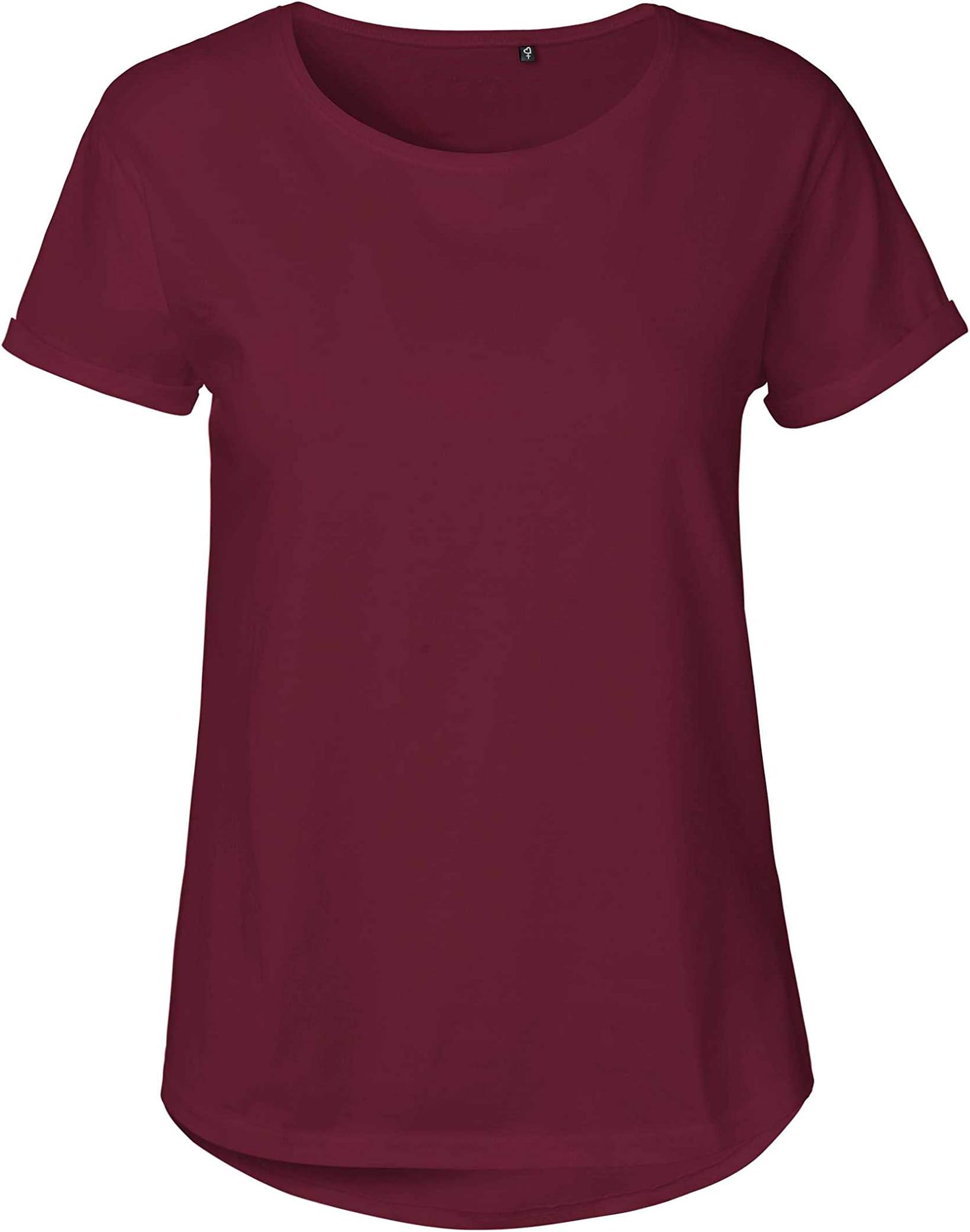 Green CatLadies Roll Up Sleeve T-Shirt, 100% organic cotton. Fairtrade, Oeko-Tex and Ecolabel certified, textile color: Bordeaux, size: XXL