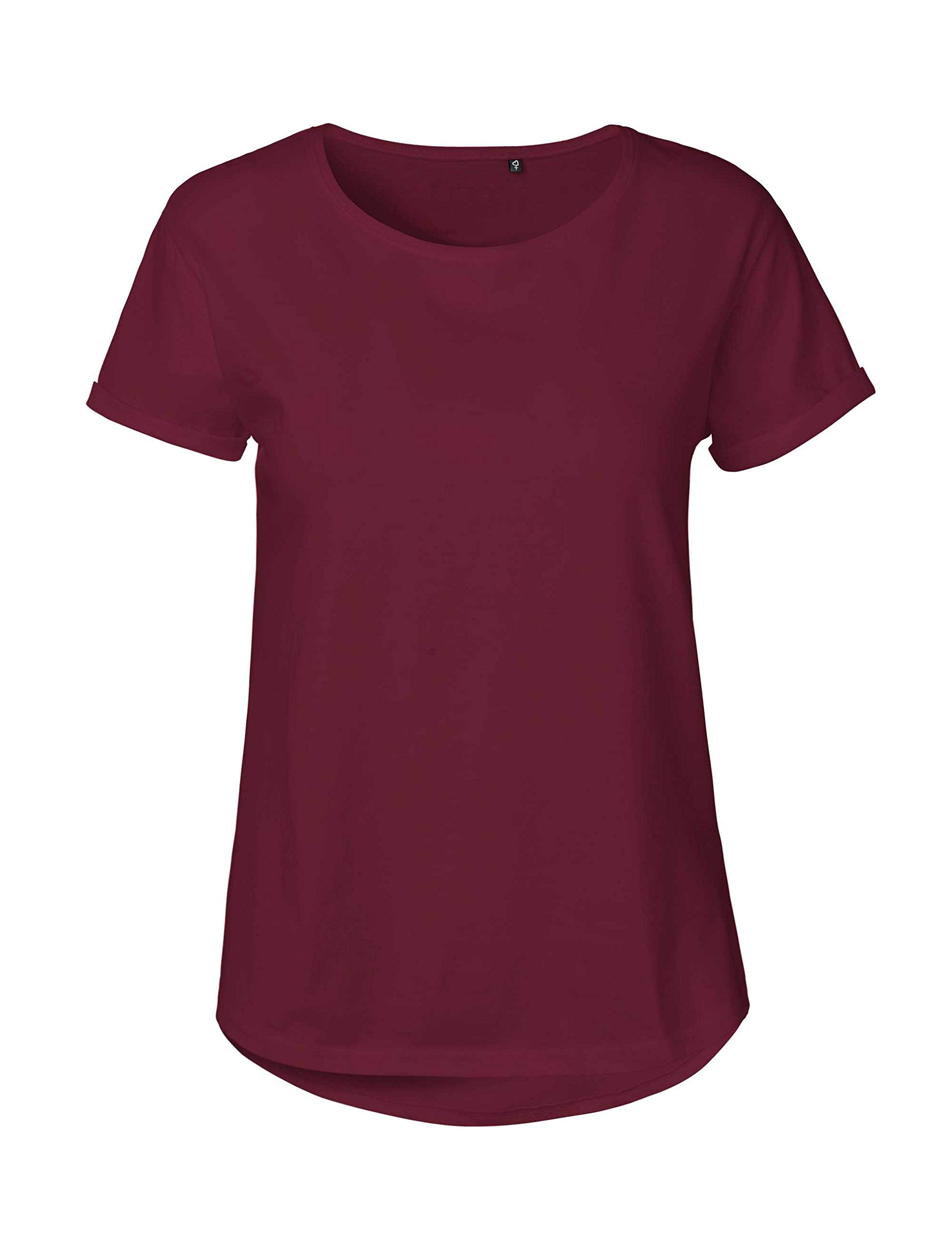 Green CatLadies Roll Up Sleeve T-Shirt, 100% organic cotton. Fairtrade, Oeko-Tex and Ecolabel certified, textile color: Bordeaux, size: XXL