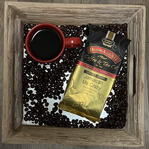 Door County Coffee - Jamaican Me Crazy, Rum & Vanilla Flavored Flavored Whole Bean Coffee - Medium Roast, 10 Oz Bag #TOP6