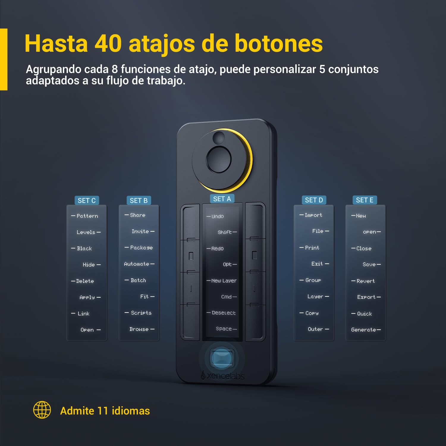 Xencelabs Quick Keys para Tableta Gráfica con Pantalla OLED Teclado Programable Teclas de Atajo Personalizables Teclado Programable para Tabletas Gráficas PC Portátil