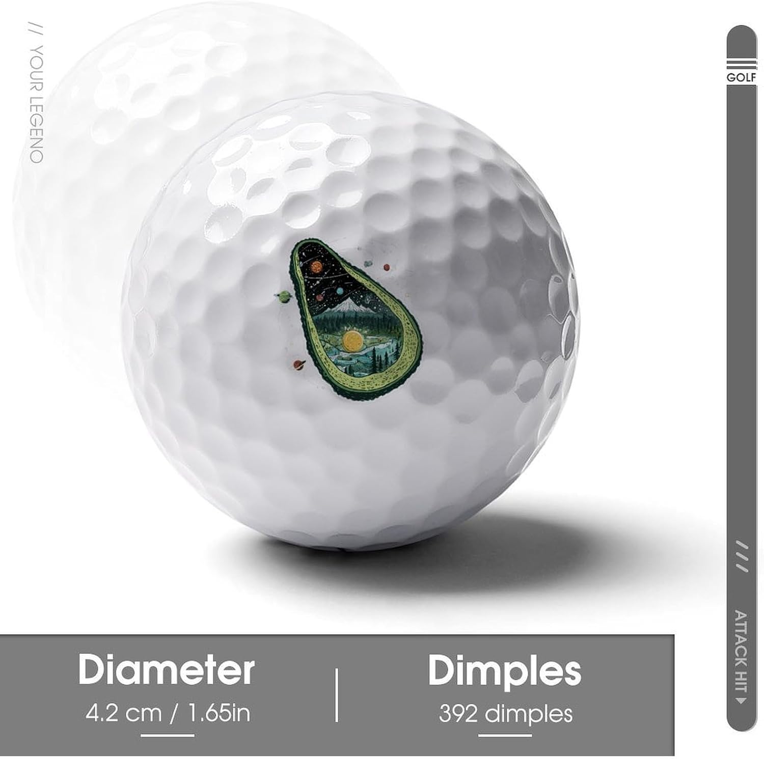 Avocado Universes Rubber Golf Balls Practice Ball Elastic for Training Backyard