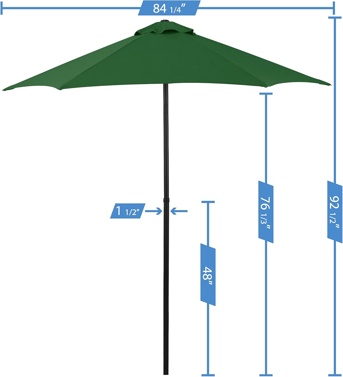Sunline 7.5 ft Push Open, Push Tilt, Steel Pole and Steel Ribs Market Patio Umbrella