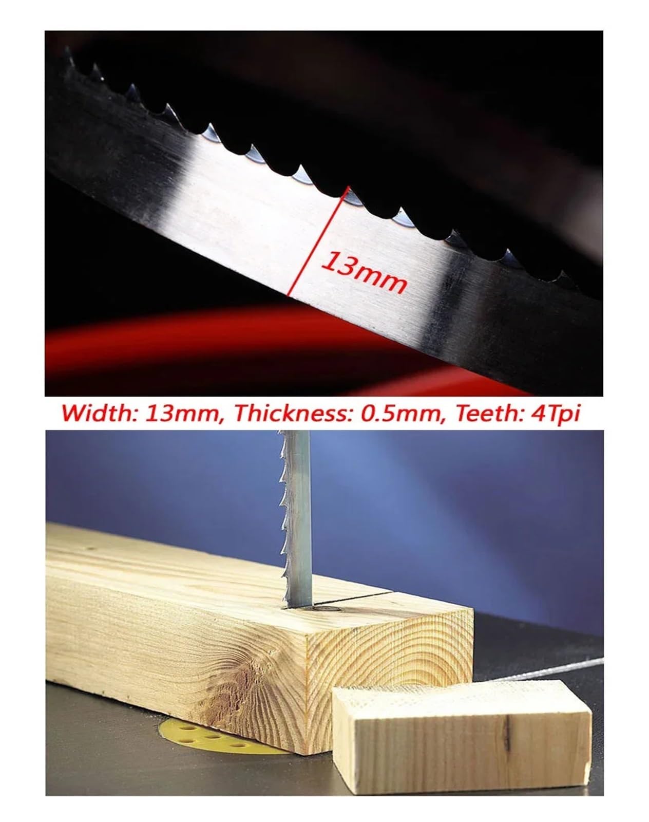 Sierra de Cinta Hoja de Sierra de Cinta de 4 Dientes for Cortar Madera (1 Pieza, 1140, 1400, 1570, 2240, 2360 y 2560 x 19 mm x 0,56 mm)(Length 1735mm)
