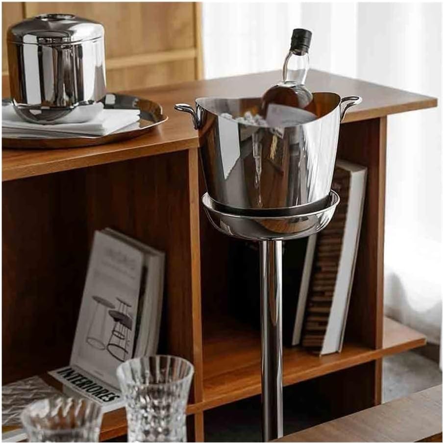 Ice Bucket, Stainless Steel Ice Bucket Stand Wine Champagne Bucket Ice Cube Chilling Bucket Light Luxury Decorative Ornament Ice Buckets For Parties