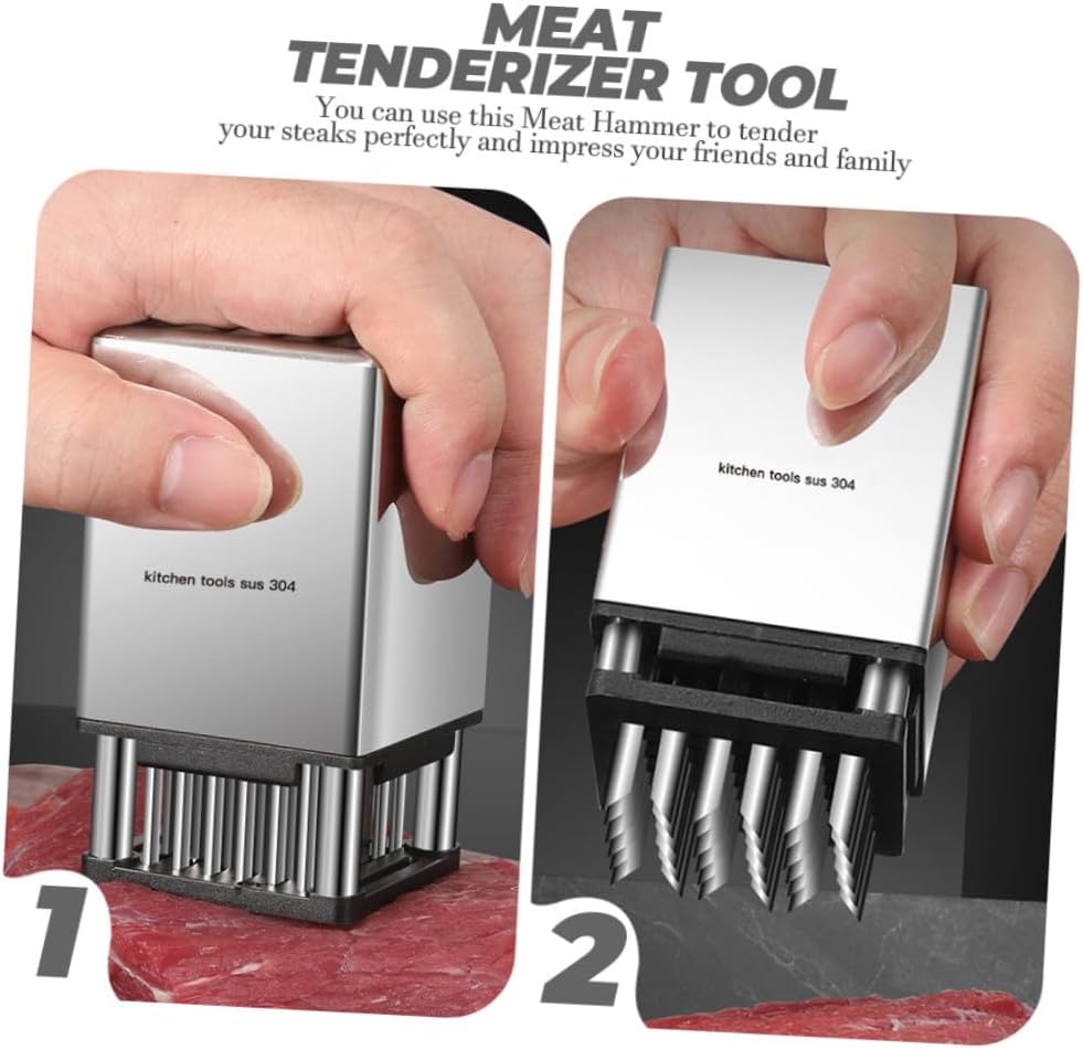 Cabilock Double-Sided Stainless Steel Meat Tenderizer Mallet Heavy Duty Kitchen Tool for Steak and Chicken Easy to Use Meat Pounder for Cooking