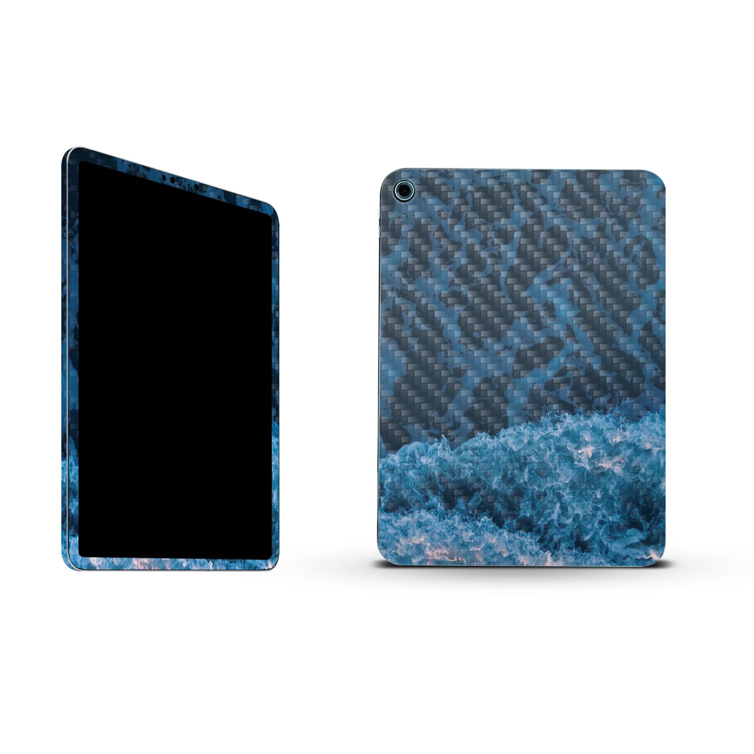 MightySkins Carbon Fiber Skin Compatible with Apple iPad 10.9" 10th Gen (2022) Full Wrap Kit - Ocean Waves | Protective, Durable Textured Carbon Fiber Finish | Easy to Apply | Made in The USA