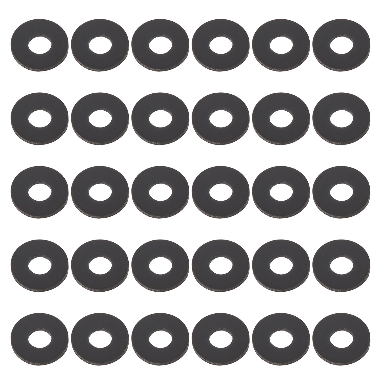 DEFANEX 30Pcs Silicone Flat Washer (ID M4mm OD 10mm Thick 1mm) - Soft & Flexible O Sealing Ring Fastener Sealing Spacer Gasket Accessories for Shower Head Water Hose Valve Pump, Black