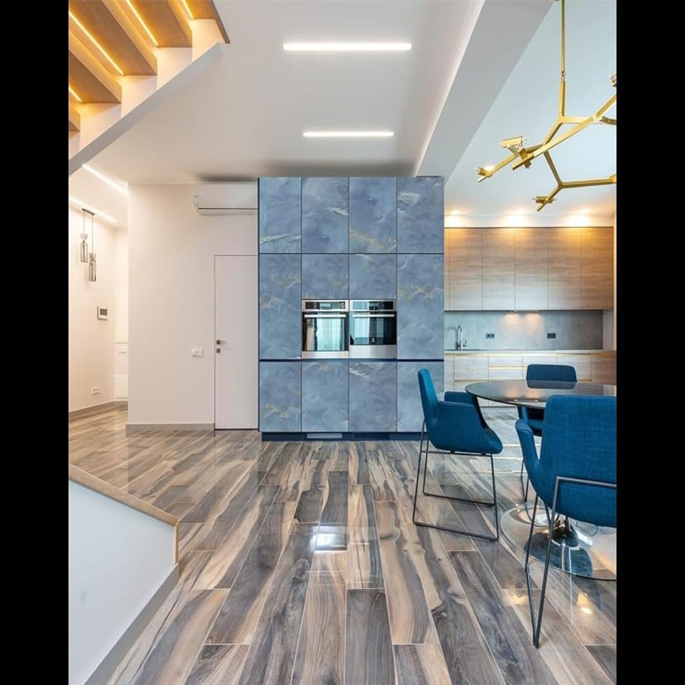 NAUVEN Premium Blue Stone Marble Wallpaper Roll Self Adhesive PVC Vinyl Film, Waterproof Contact Paper for Kitchen Cabinets Countertops Shelves Furniture Decoration 1