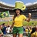 Fashion Brazil Soccer Fan Hat for 2026 Global Tournament - Plush Football Pattern Fedora for Stadium Gear & Championship Matches - Yellow and Green Sports Fan Apparel for Adults (Beer Mug)