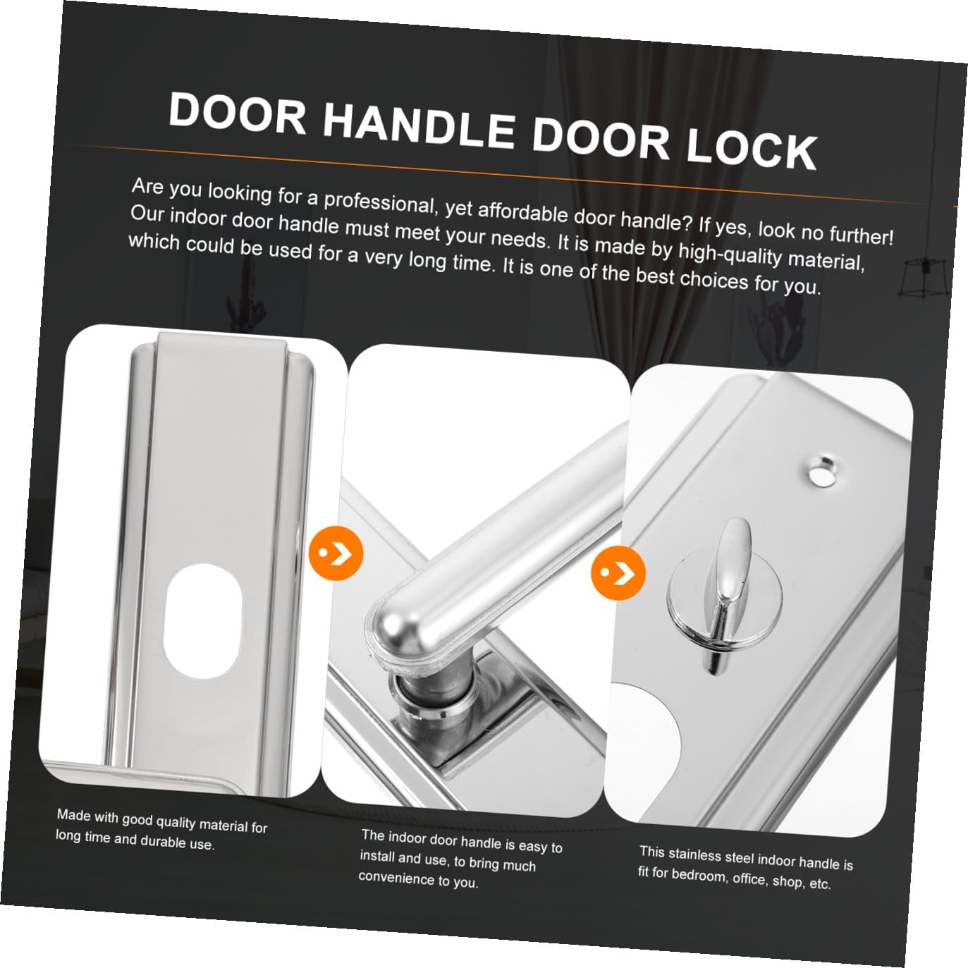 Stainless Steel Indoor Door Knob and Metal Pull Handle Set Silent Entry Door Pull Knob for Interior and for Home and Office Use