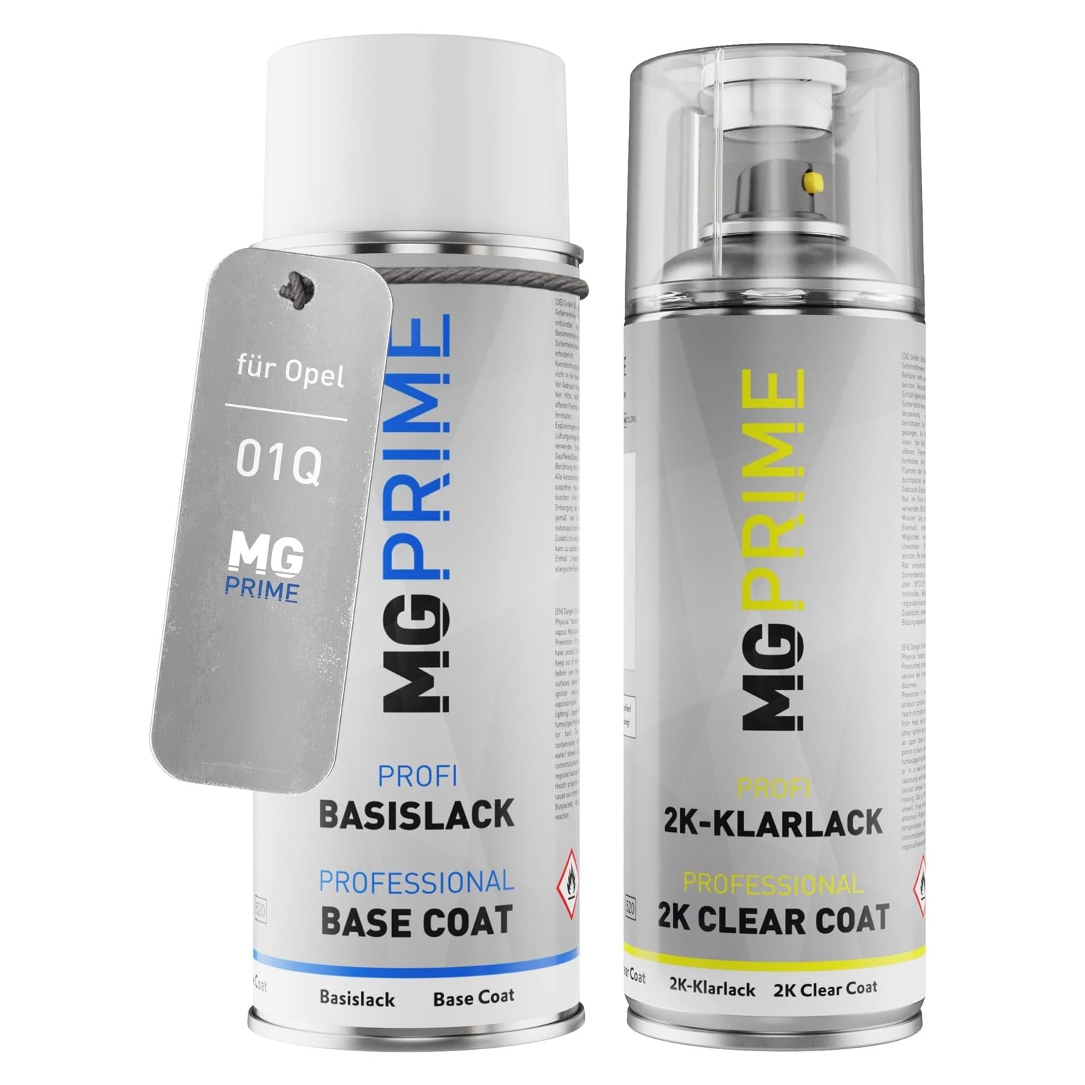 MG PRIME Vernice per auto Kit bombolette spray 2K per Opel 01Q / 22C GAR Carbon Flash Metallic/Graphitschwarz Metallic Vernice di base 2 componenti vernice trasparente