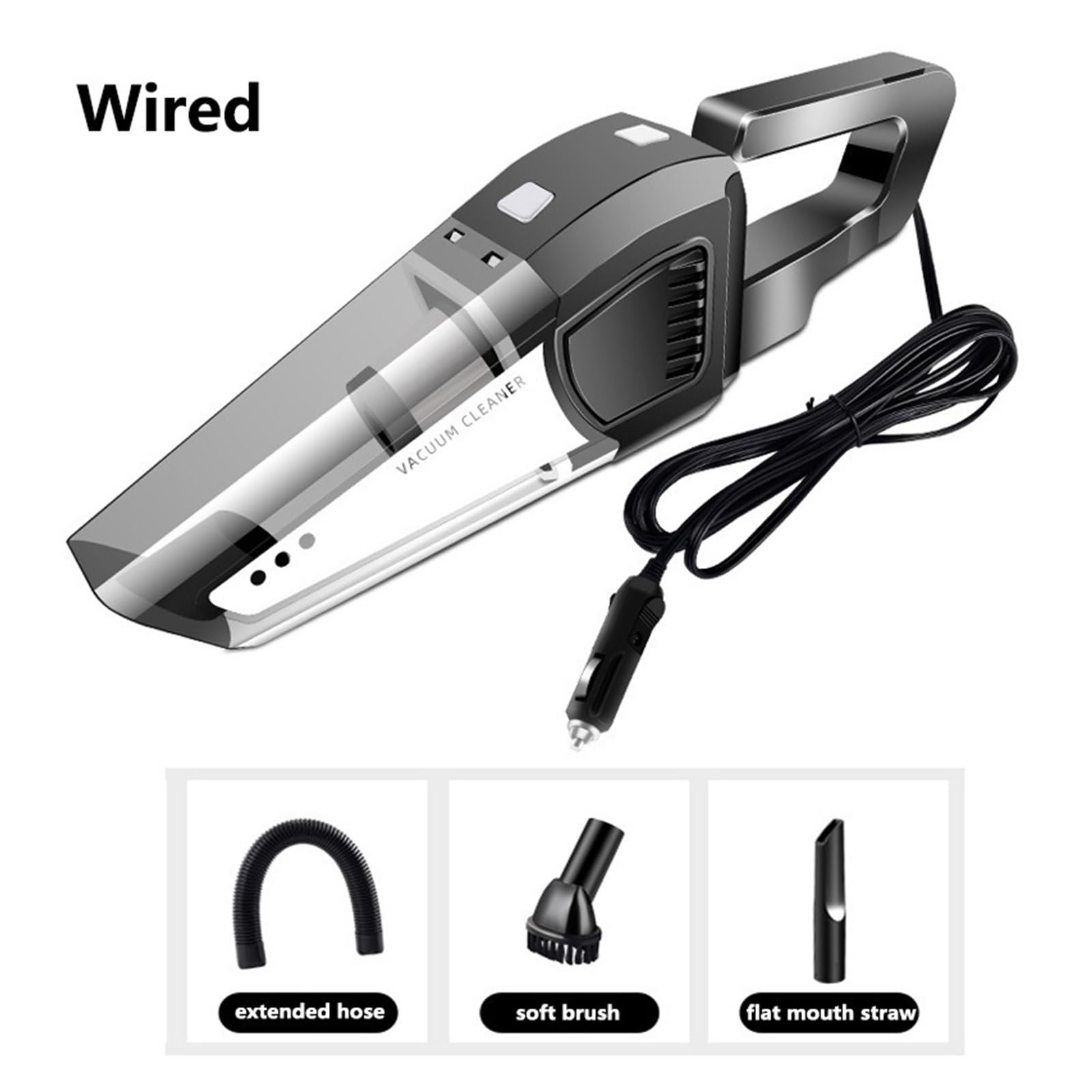 Bezprzewodowy Odkurzacz Samochodowy DC 12V 120W Mocny Ssania Domowy Przenośny Ręczny Mini Silna SiłA Ssania(Wired)