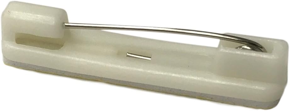 50 White Safety Pin Bar w/Adhesive ID Badge Crafts