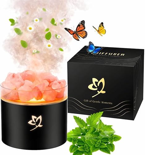 Miniatura 8 de Difusor de aceite - Difusor de aroma de grano de madera 160ML para oficina - Roca de sal del Himalaya con alivio del estrés para mujeres Veta de