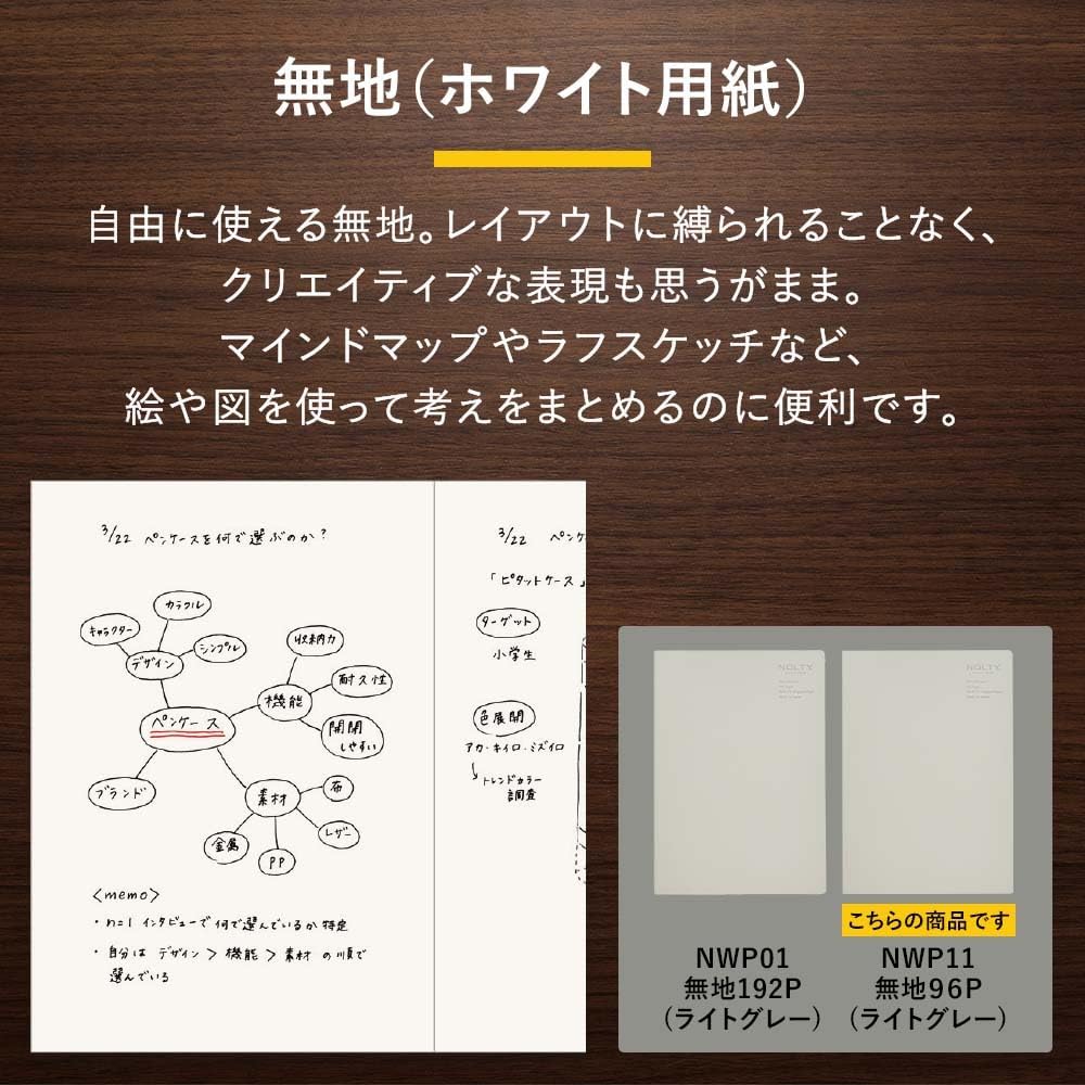 日本能率協会マネジメントセンター Noritsu NOLTY NWP11 Notebook, A5, Plain, White Paper, 96 P., Light Gray