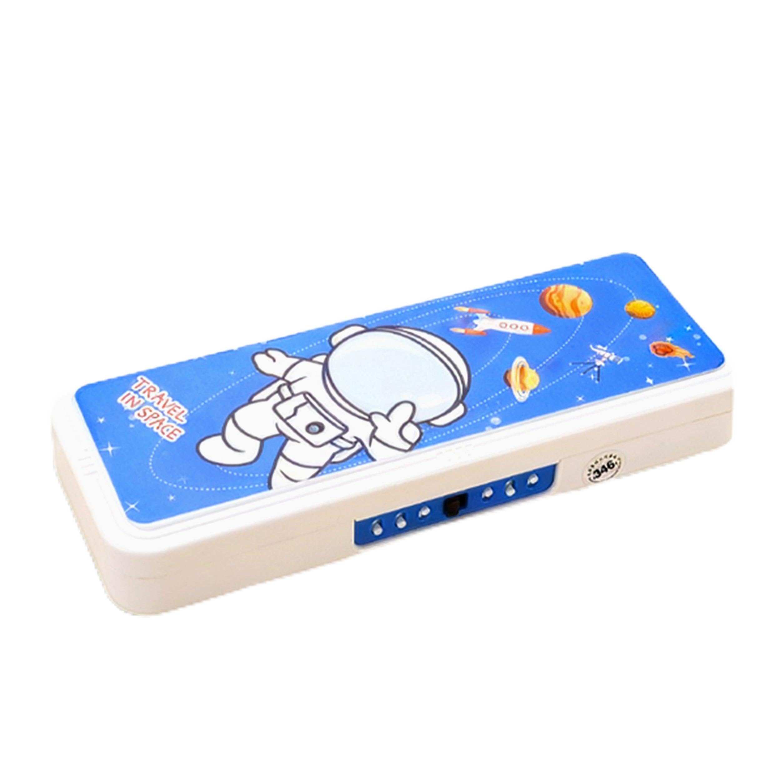 Ristpal Pencil Box, Hard Pencil Case with Lock, Stackable Storage Case for Gel Pen Pencils Case, Large Capacity School Supply Storage Organizer (Blue Astronaut)