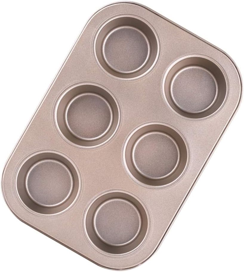 Bakeware, 6 Holes Round Muffin Cakes Egg Tart Pudding Baking Dish Oven Home Not Sticky Easy Release