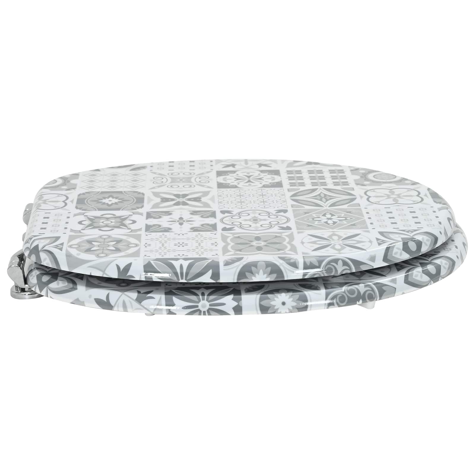 Asiento de inodoro de cierre suave, tablero de fibra de densidad media, 44 x 38 cm, con descenso automático, asiento antideslizante y fácil fijación para baño, invitados, inodoro, comodidad e