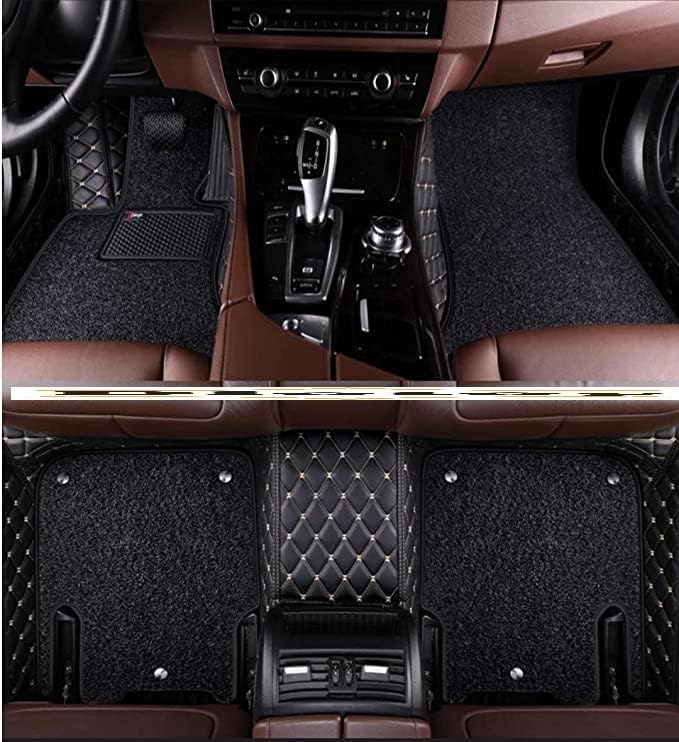 Image of 7D Car Mat for Maruti Suzuki S-Cross Model (2018-2024) | 7D Premium Faux Leather II Luxury Mat II 7 Layer Protection | Custom Fitted Car Floor Tray Mats| Complete Set of 3 Pieces | Black and Beige