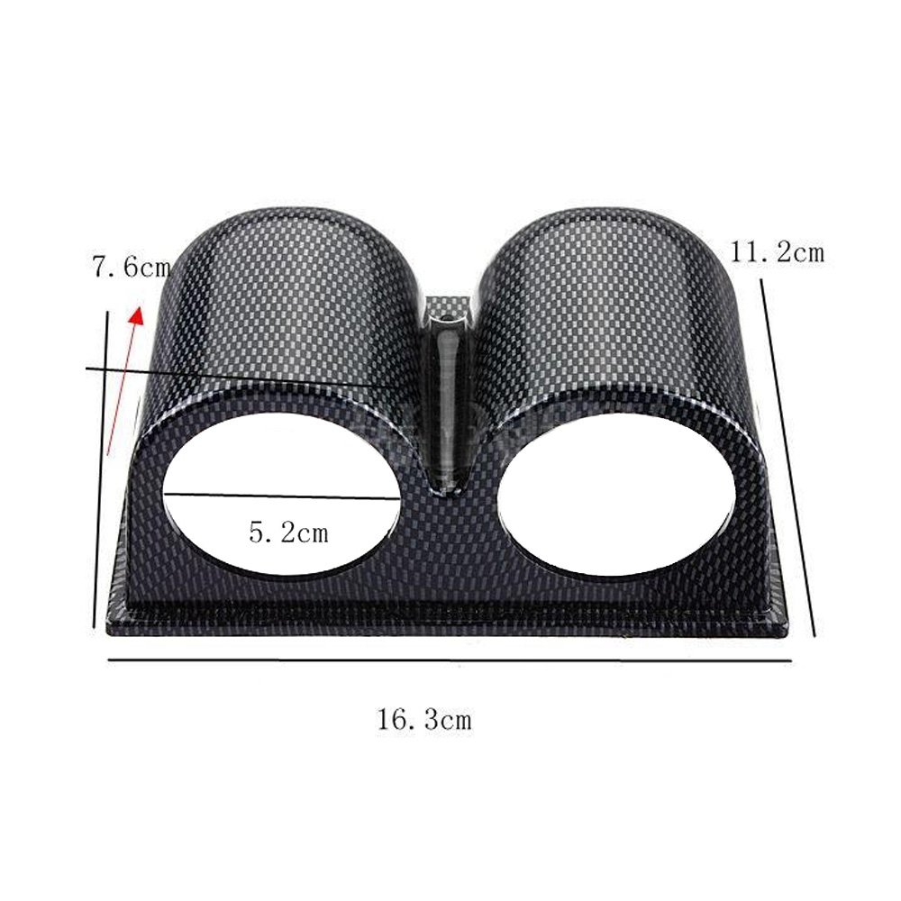 E Support Fibra di Carbonio 12V Auto Motore 2" 52mm Universale Doppio Foro Portacialde Calibro Supporto Calibro Cruscotto Automobile Manometro Porta