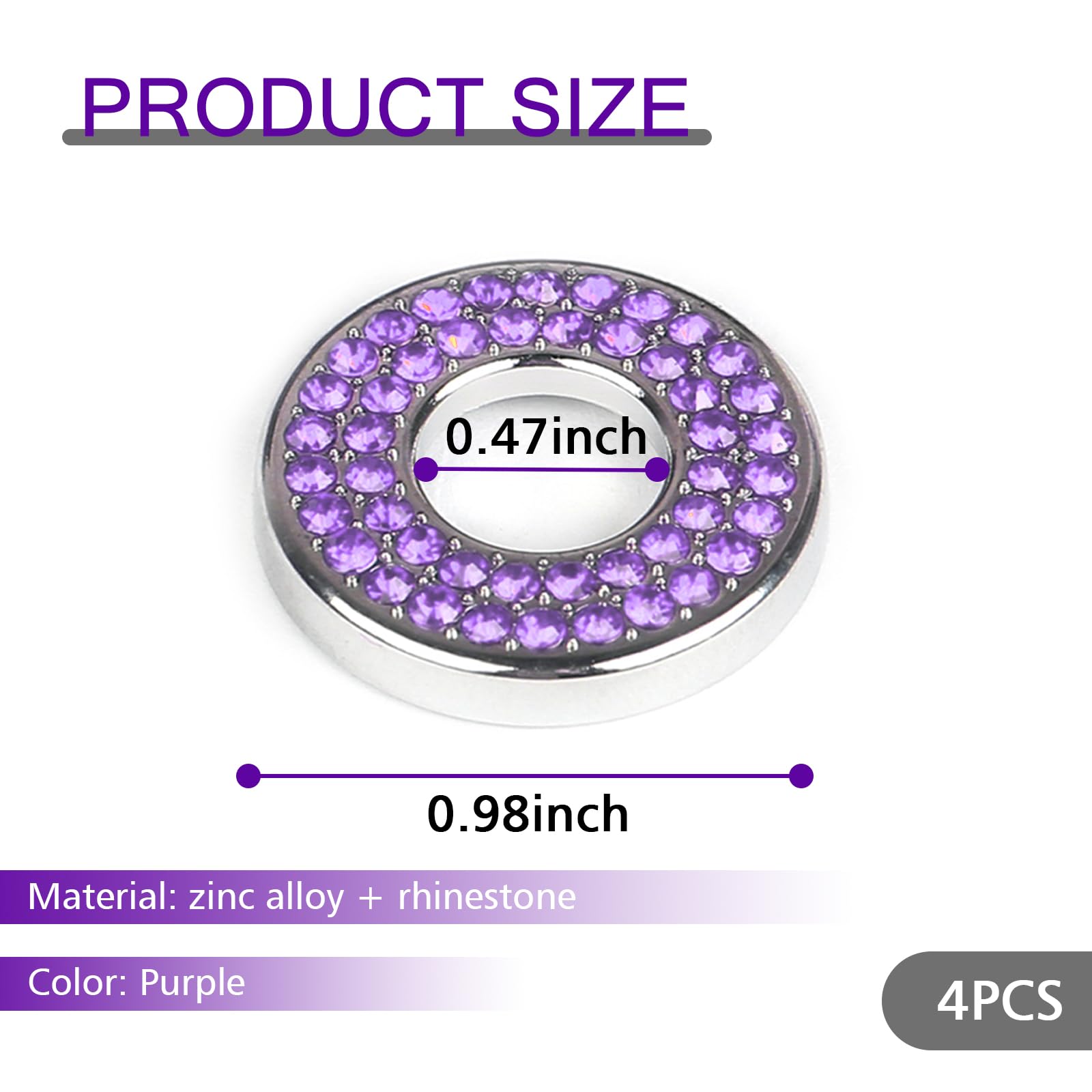 Pack-4 Car Door Lock Cover, Rhinestones Pull Rod Bolt Decorations, Crystal Auto Decals, Door Bolt Cap, Compatible with Mercedes Benz E-Class A-Class B-Class C-Class/GLC/GLA/GLK (Purple)