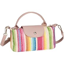 Mini Straw Crossbody Bag for Women, Summer Woven Beach Purse Top Handle Shoulder Handbag for Travel Vacation