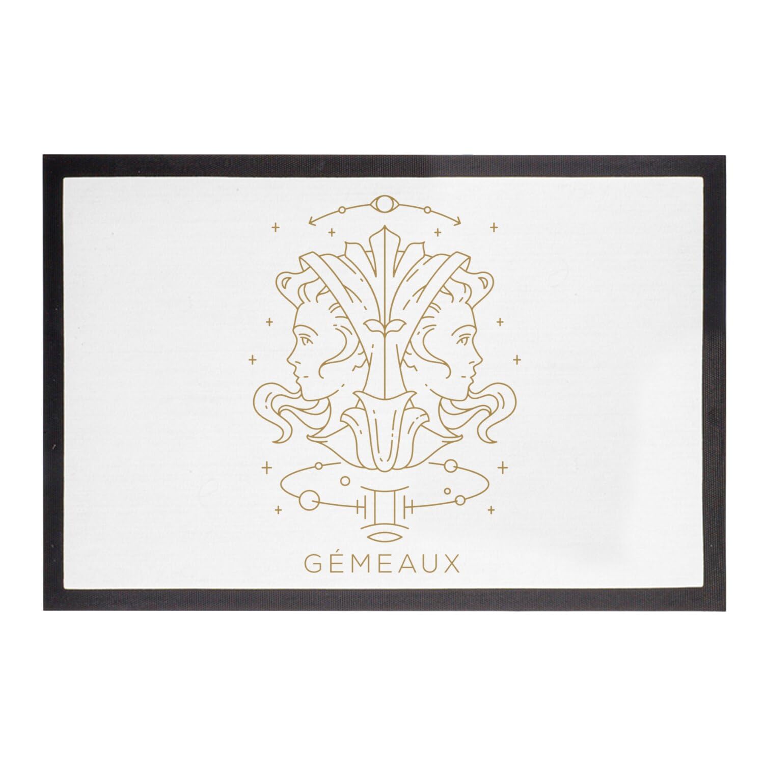 Tapis entrée bohème Gémeaux paillasson blanc zodiaque 60x40