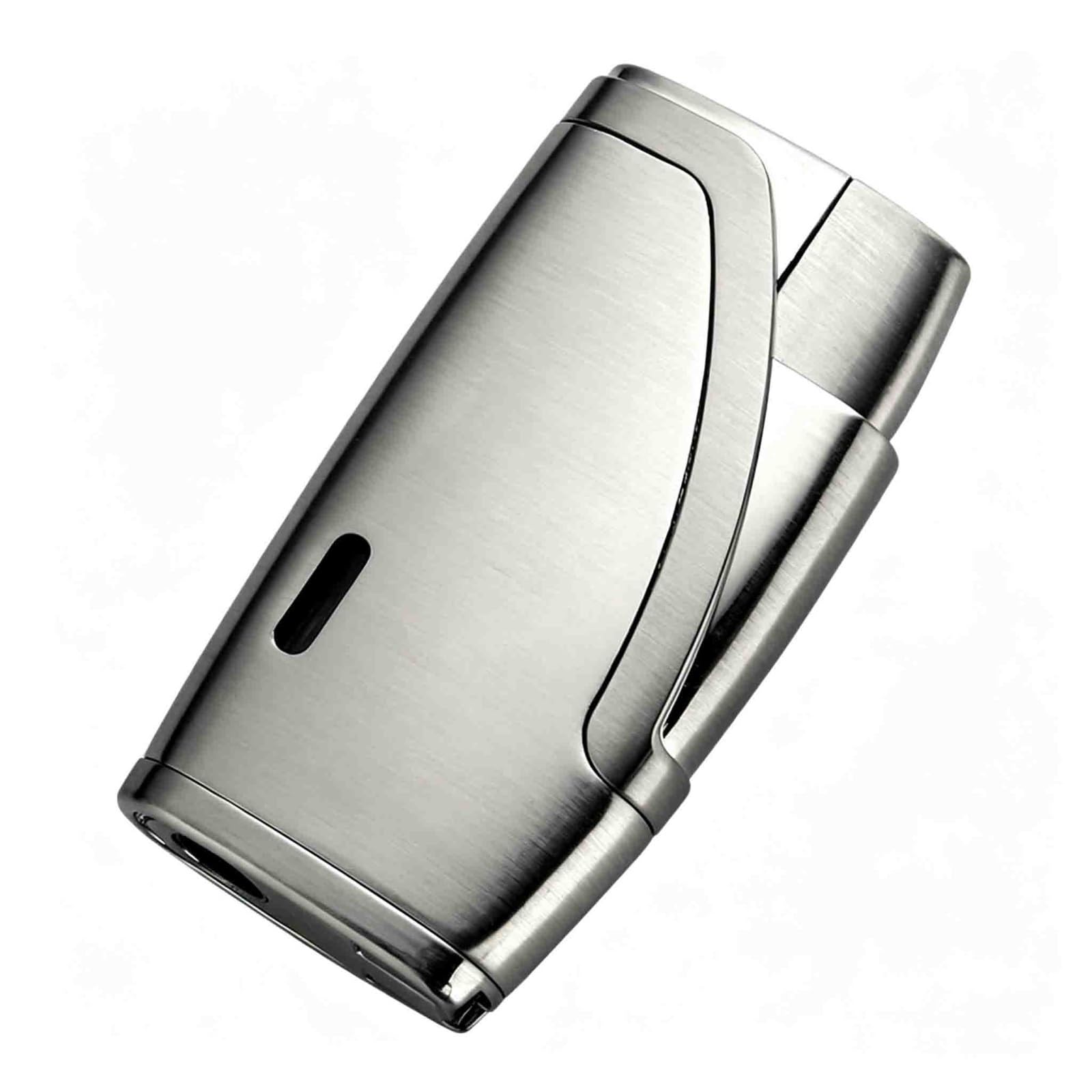 Ogqbeapc Men's B Dual Torch Lue Flame Utane Lighter, Refillable Windproof Metal Pocket Lighter With Visible Fuel Window For (B)