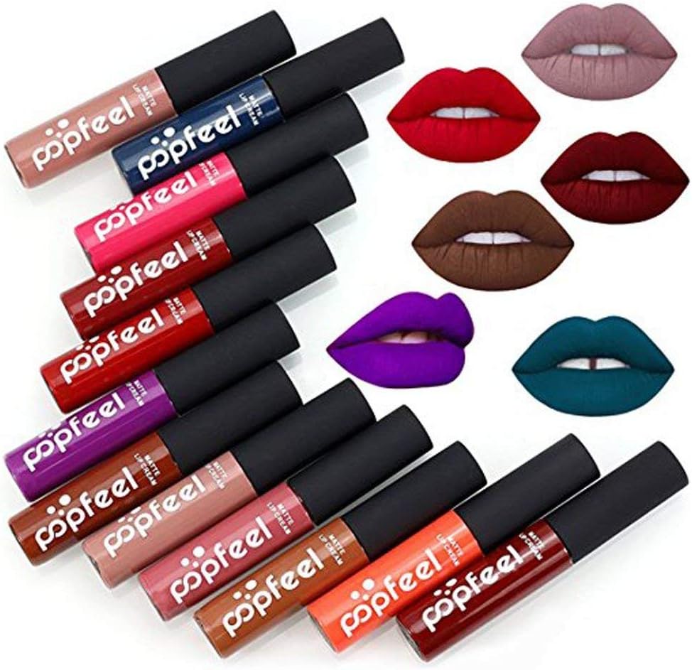 Lip Gloss 12 Colors Set Waterproof Long Lasting Madly Matte Lip Gloss Liquid Lipstick Beauty Makeup Cosmetics