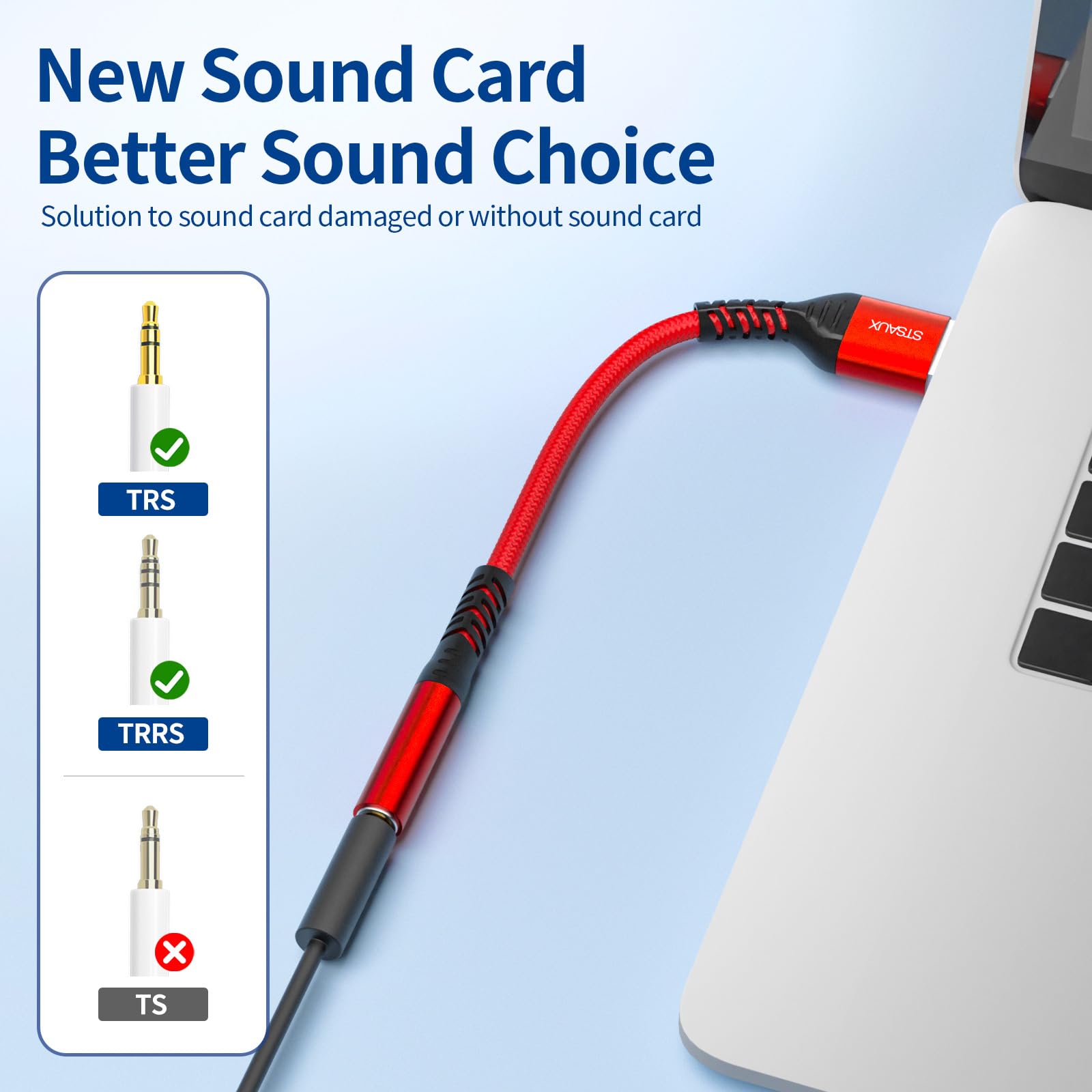 Adapter audio USB na 3,5 mm (2-pak) - USB-A do 3,5 mm TRRS 4-biegunowa żeńska zewnętrzna karta dźwiękowa stereo do słuchawek, Mac, PS4