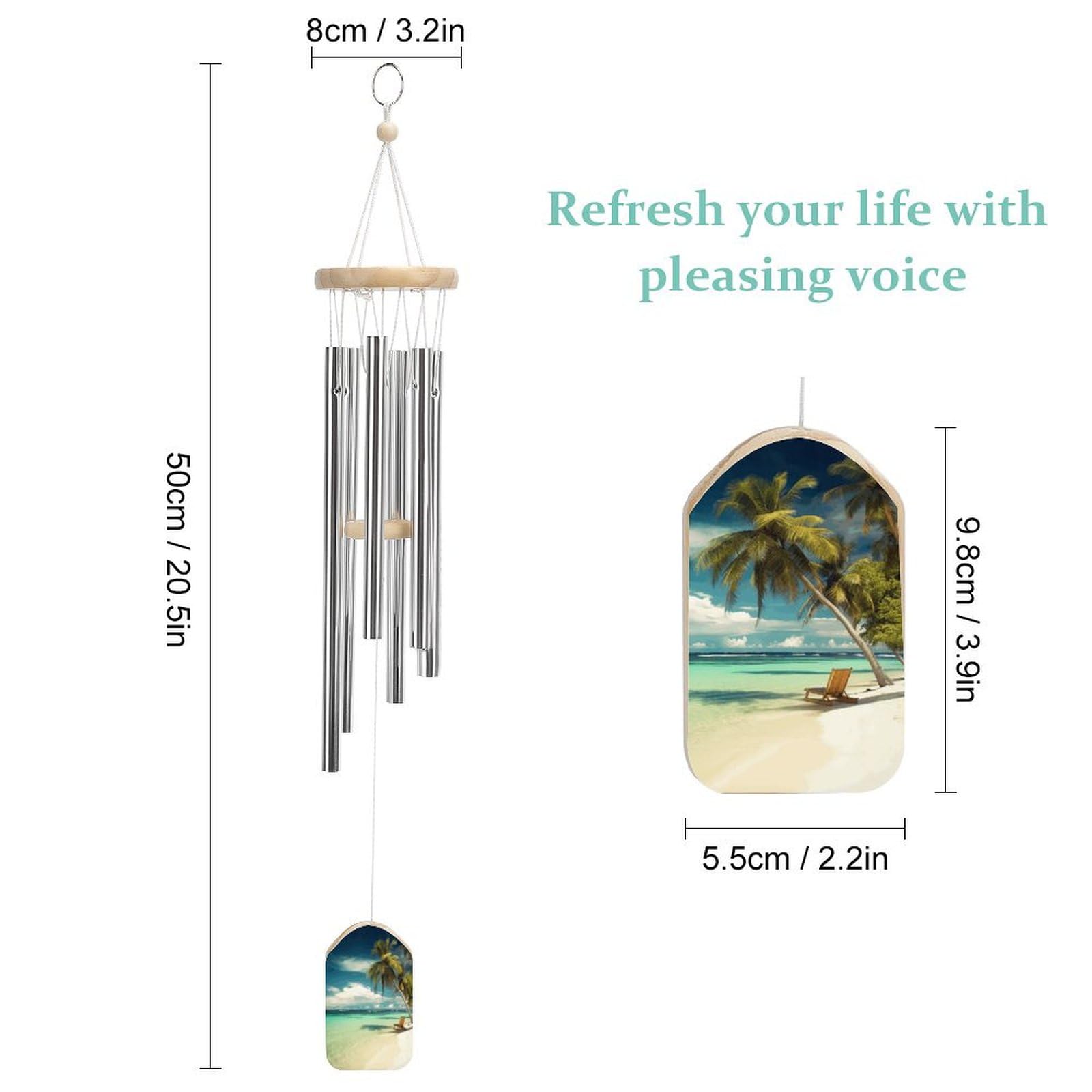 Outdoor Wind Chimes, Tropical Holidays Printed Wind Chimes,Simple Wind Chimes,Curtain Wind Chimes for Home Decoration