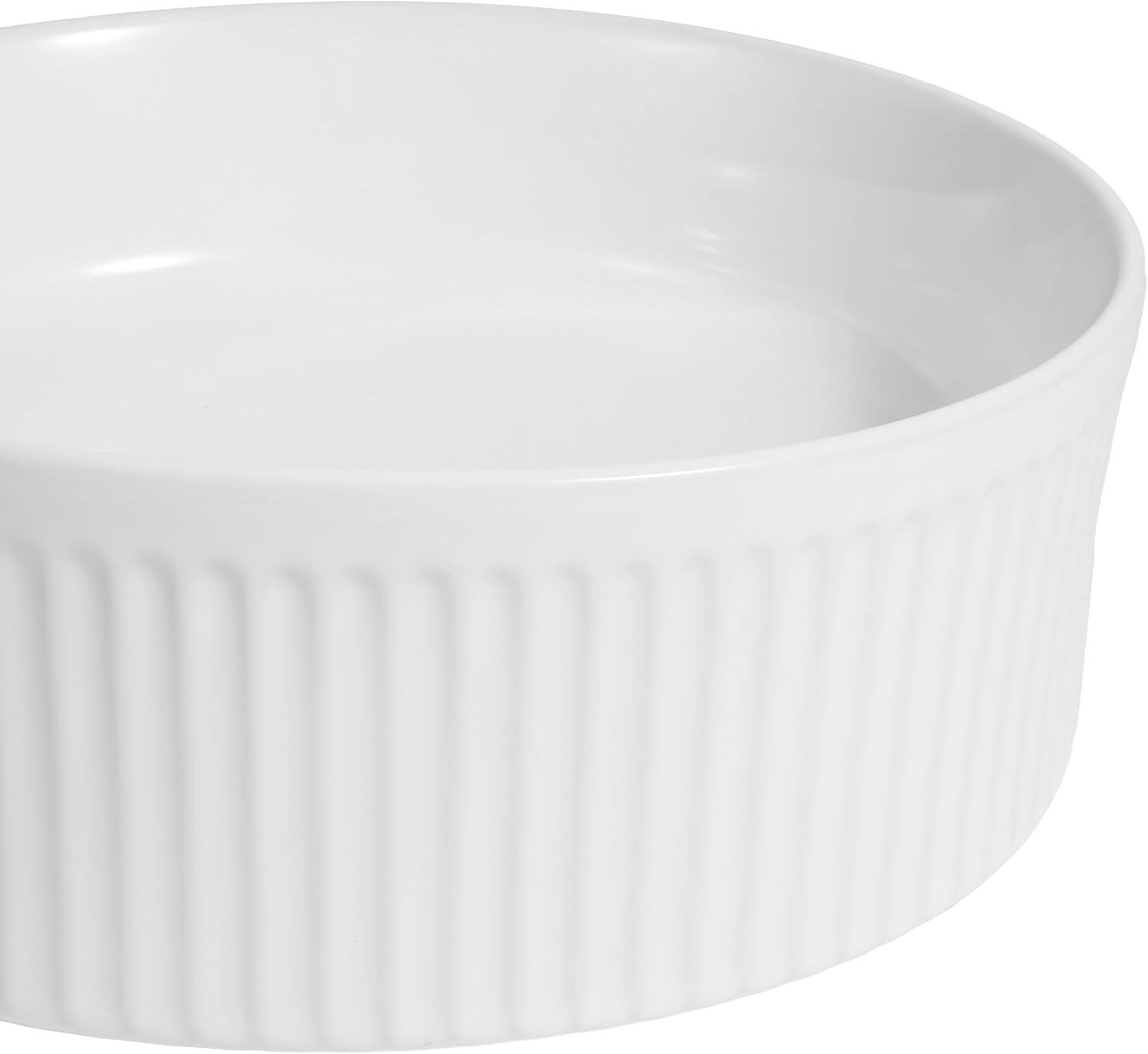 JONATHAN Y SNK1006A 14.75" Round Bathroom Vessel Sink, Modern White Ceramic Above Counter Sink Bowl with Ribbed Exterior, Art Deco Designer Vanity Basin for Powder Rooms