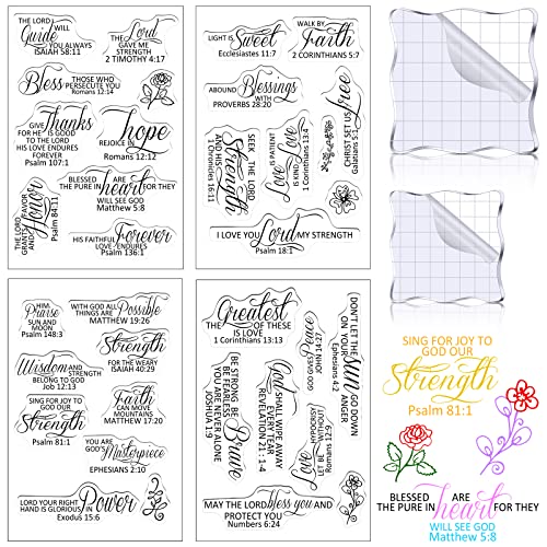 4 Sheets Christian Bible Verse Clear Stamps for Card Making Set
