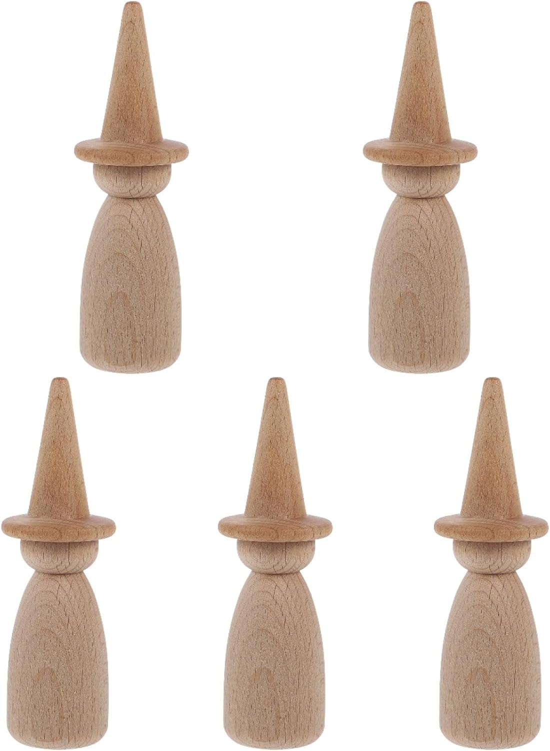 5pcs Unfinished Wooden Peg Dolls,Natural Peg People Doll Bodies Unpainted Wood Figures for Kids DIY Graffiti Painting, Arts,Crafts