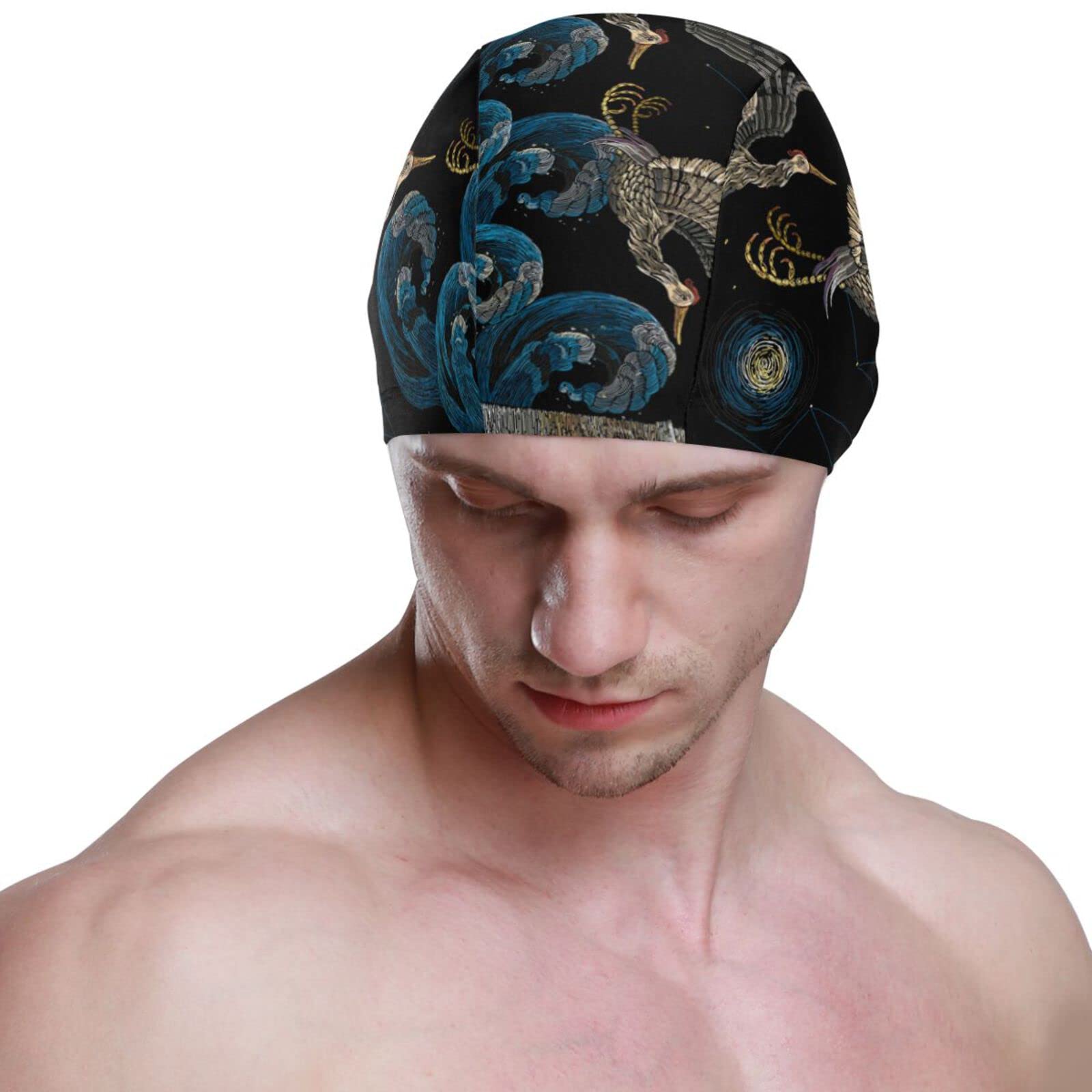 Hupery Lighthouse Swim Cap Easy Put On/Off Swimming Caps Long Hair Short Hair Swim Caps for Adult Youth Women Men