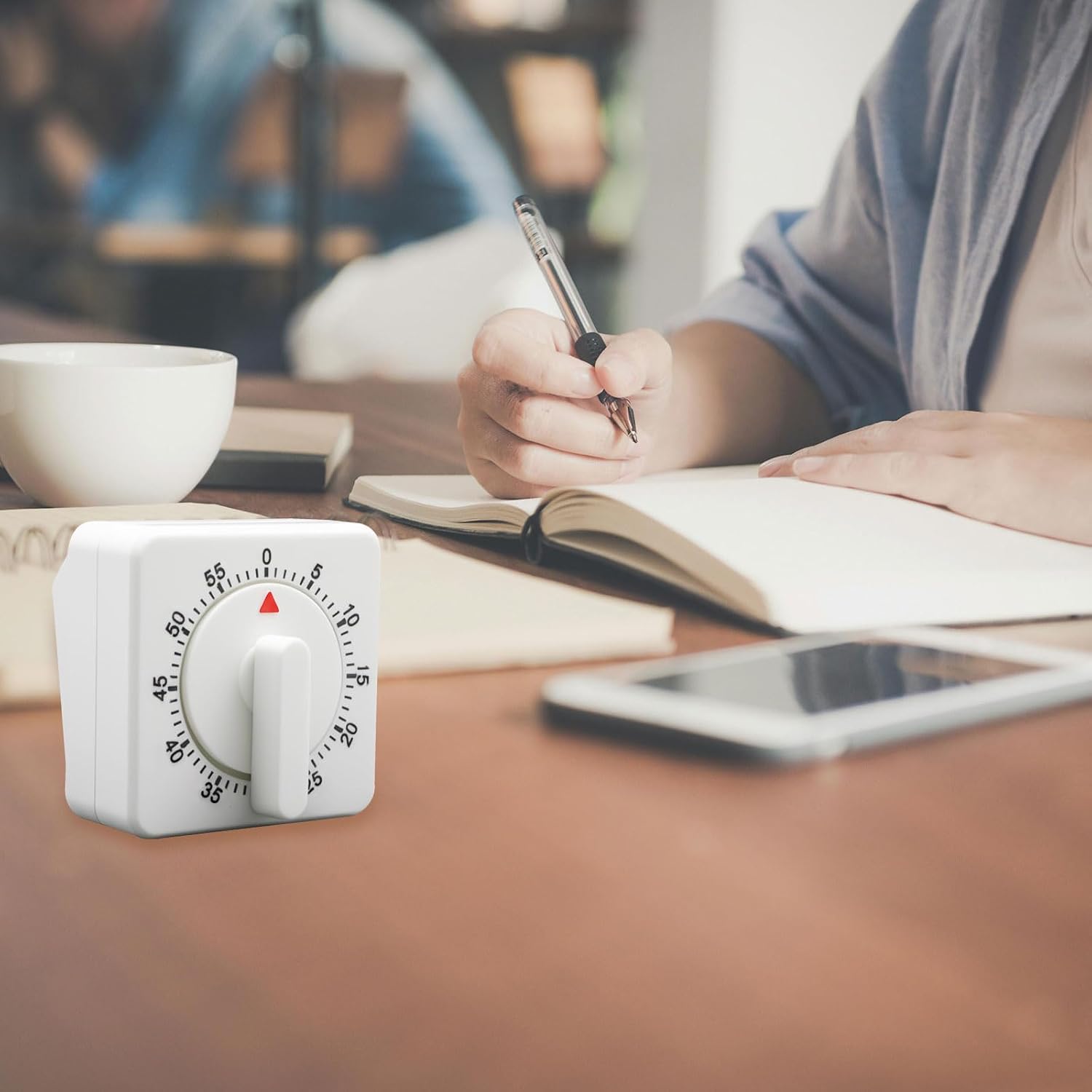 Hitefu Square 60 Minute Mechanical Kitchen Timer, White, 2 Pcs