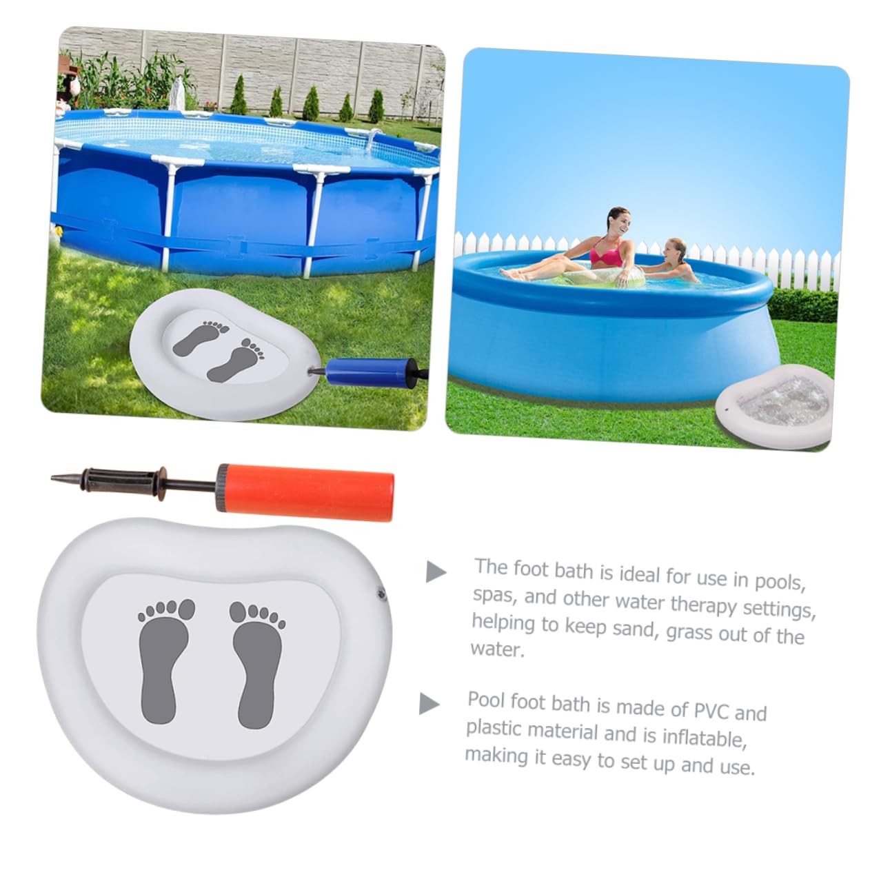IWOWHERO Lightweight Inflatable Foot Bath Spa Foot Bath for Pool Collapsible Camping Basin Random Color
