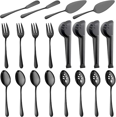 Miniatura 8 de BEWOS Utensilios de servir, juego de 16 piezas para servir grandes, cucharas de servir de 9.1 pulgadas, cucharas ranuradas de 9.1 pulgadas,