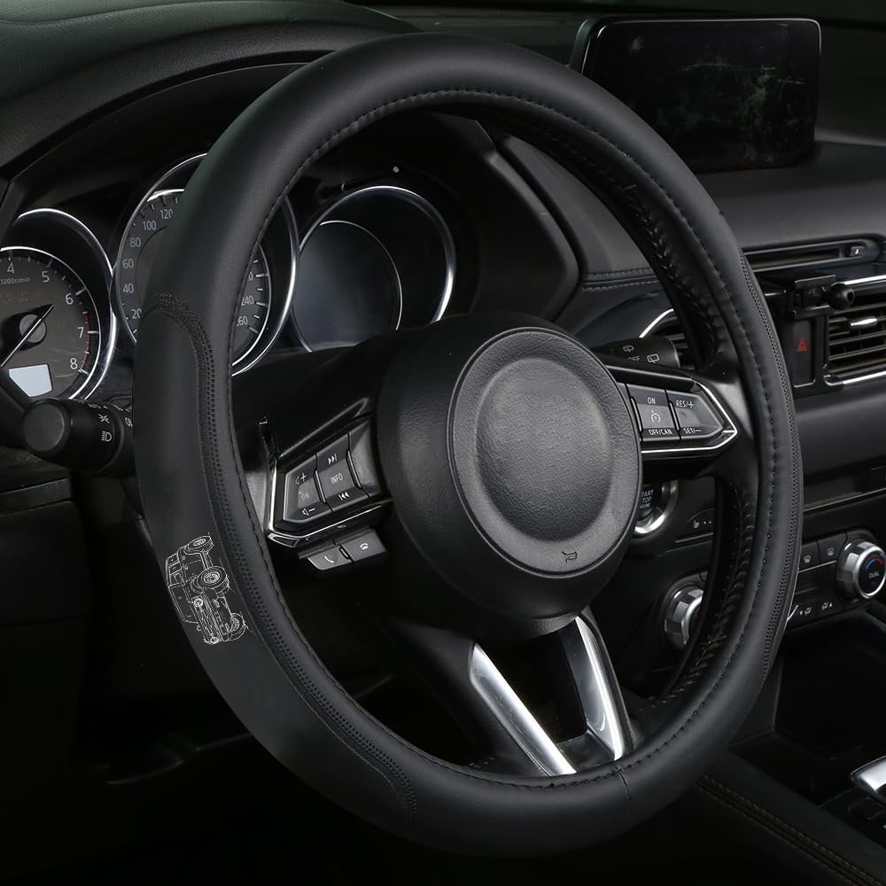 Custom-fit Steering Wheel Cover, Premium Leather Car Cover, Non-Slip, Breathable fit for Bronco Car Accessories