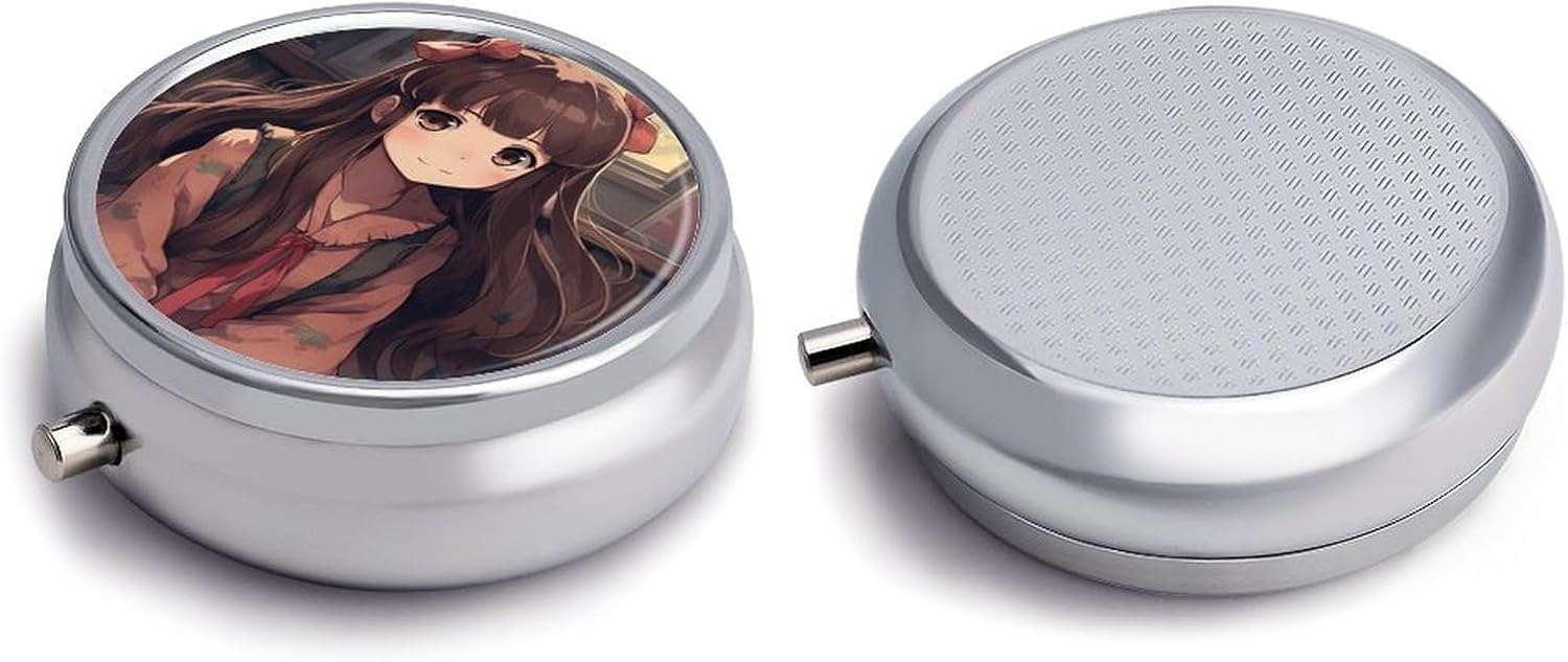 Little Woman in Anime Pill Box Mini Pill Case Pocket Pill Case for Men Travel Pill Box Cute Pill Organizer 3 Compartment Medicine Pill Organizer Pill Container Pill Holder image 3