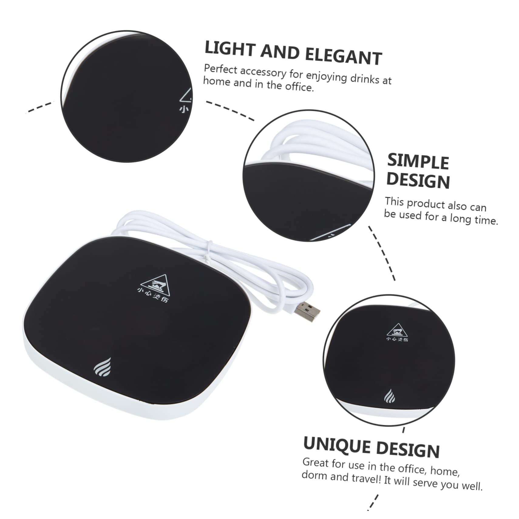 GRIRIW USB Heating Plate for Desk Automatic Temperature Control for Water Soup Lightweight Elegant Design for Home Office Travel