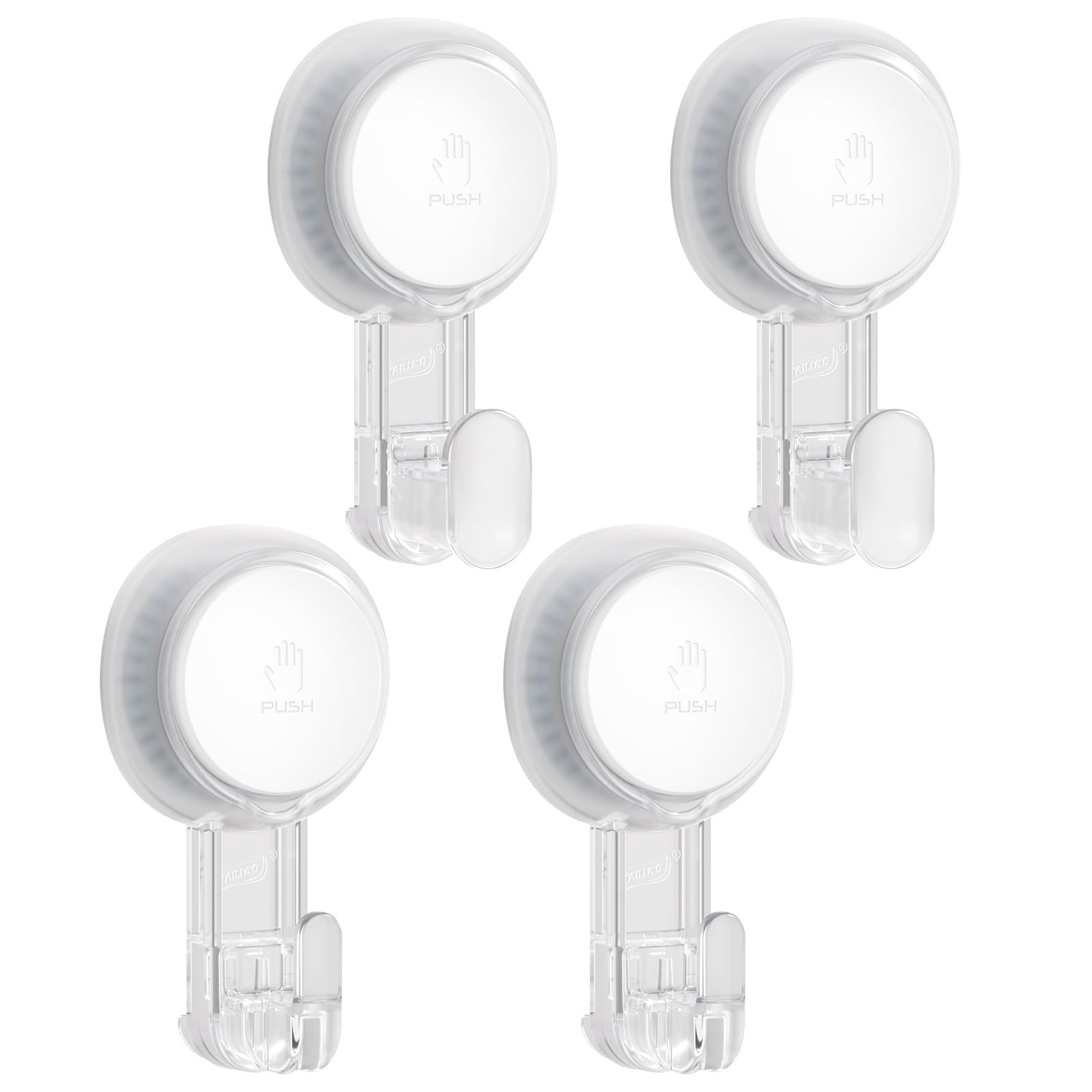 TAILI 4 Pack Powerful Suction Cup Hooks for Shower, Towels &amp; Loofahs, Clear