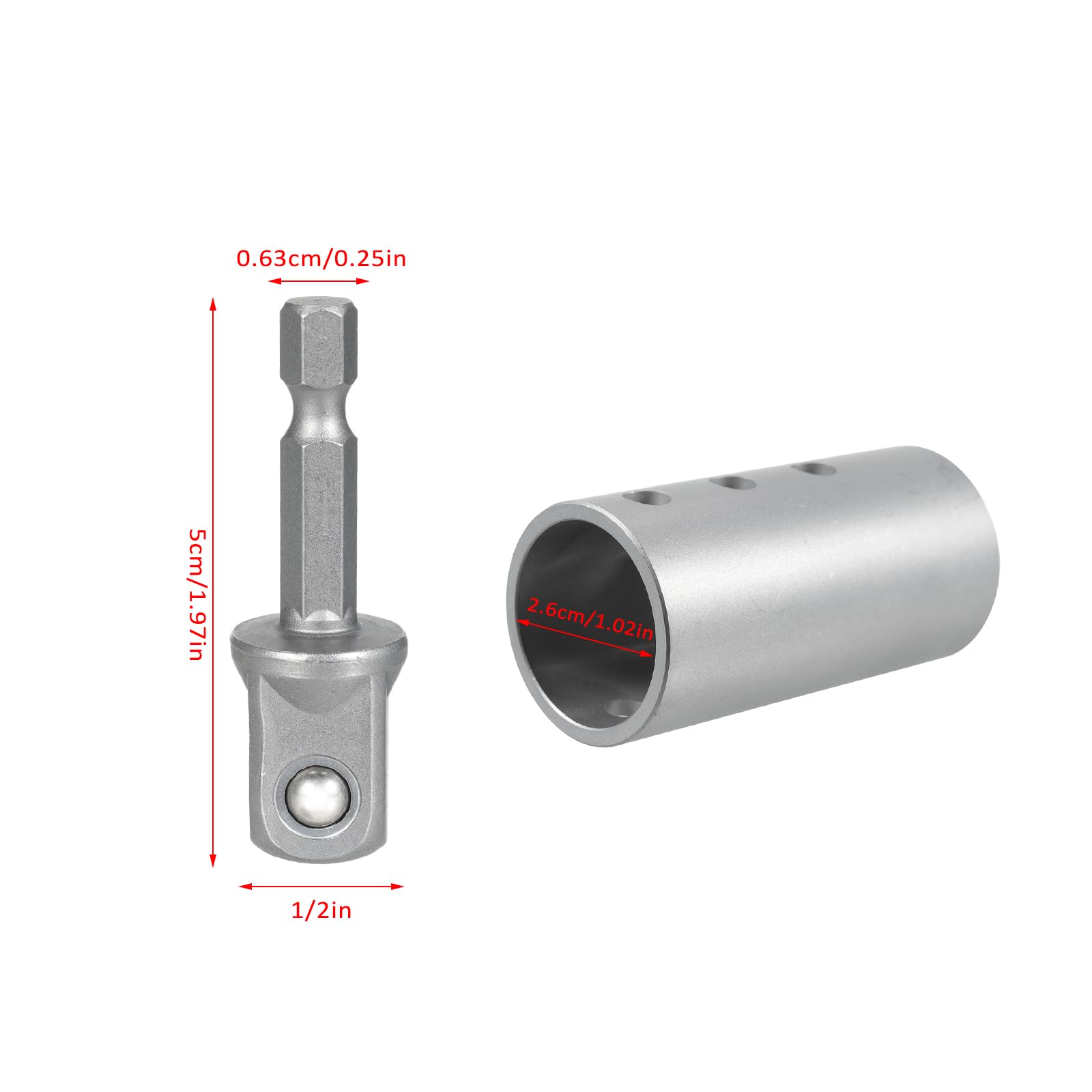 2 Stück Schlagschrauber Bit Adapter, Bithalter Stecknuss Adapter, 1/2