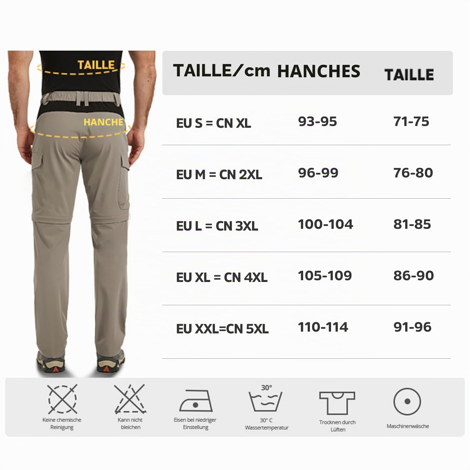 Pantalon Cargo Homme Randonnée Homme Pantalon détachable en Deux Parties Pantalon de Travail Homme avec Poches Multifonctions