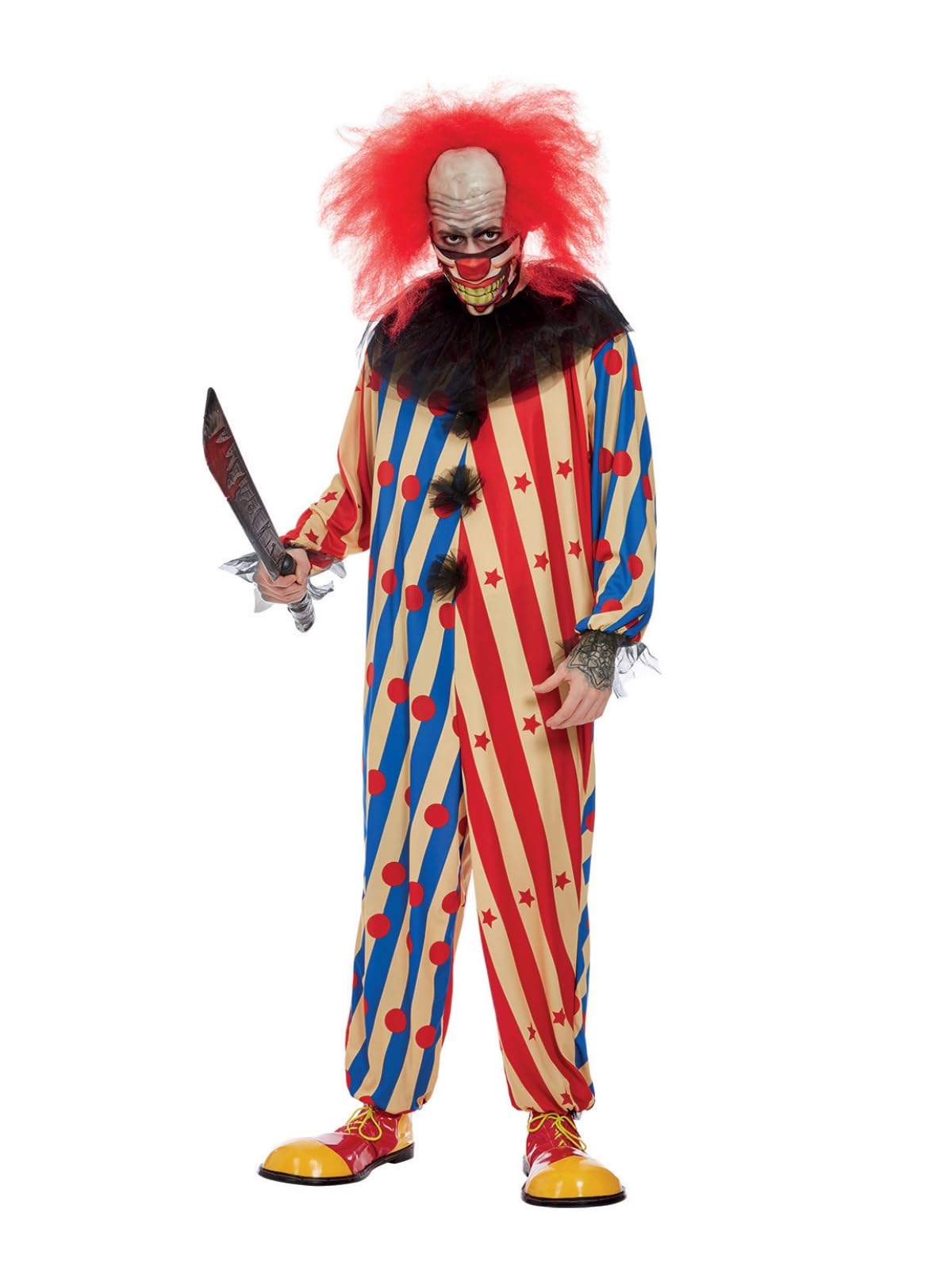 Smiffy's Mens Red & Blue Creepy Clown Fancy Dress Costume (Xl) Multicoloured