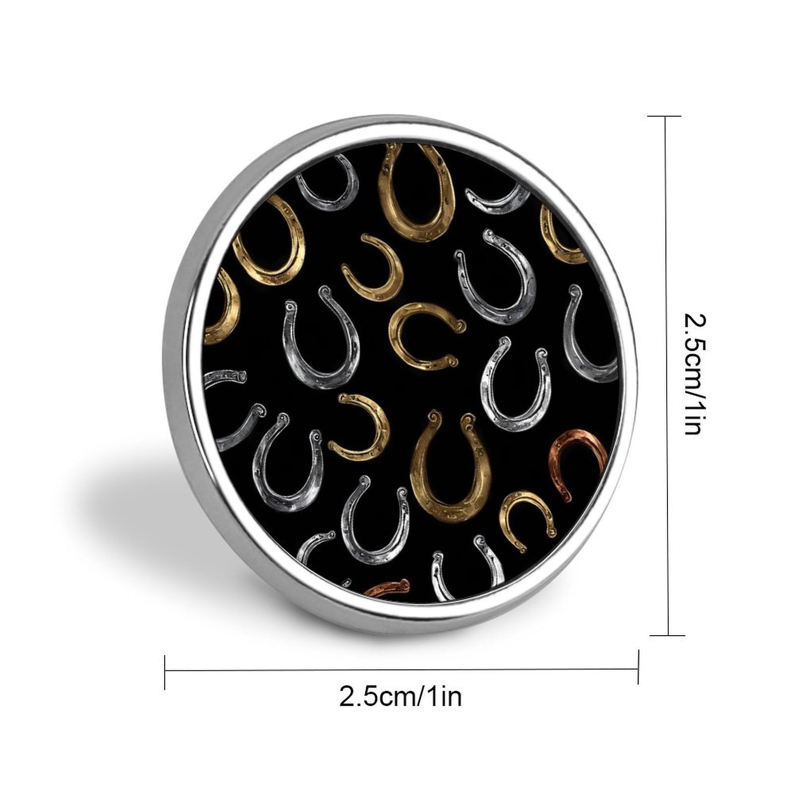 Horseshoes Horse Shoes Round Lapel Pin Button Brooch Pins Badge for Clothing Jewelry Accessories — view 2