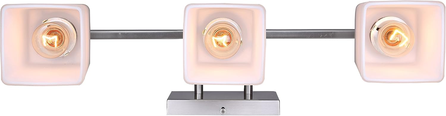 Canarm IVL472A03BN Ltd Hartley 3 Light Vanity, Brushed Nickel with Flat Opal Glass